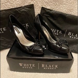 Playful WHBM Black Bowtie Heels size 8